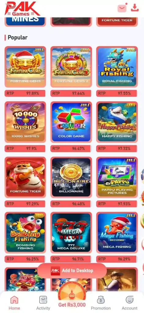 Pak Games Login